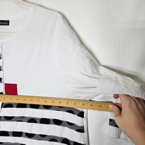 MOONLIGHT Asymmetrical Tunic Stripes Polka Dots Geometric Artsy Art Your Wear L - Picture 6 of 8
